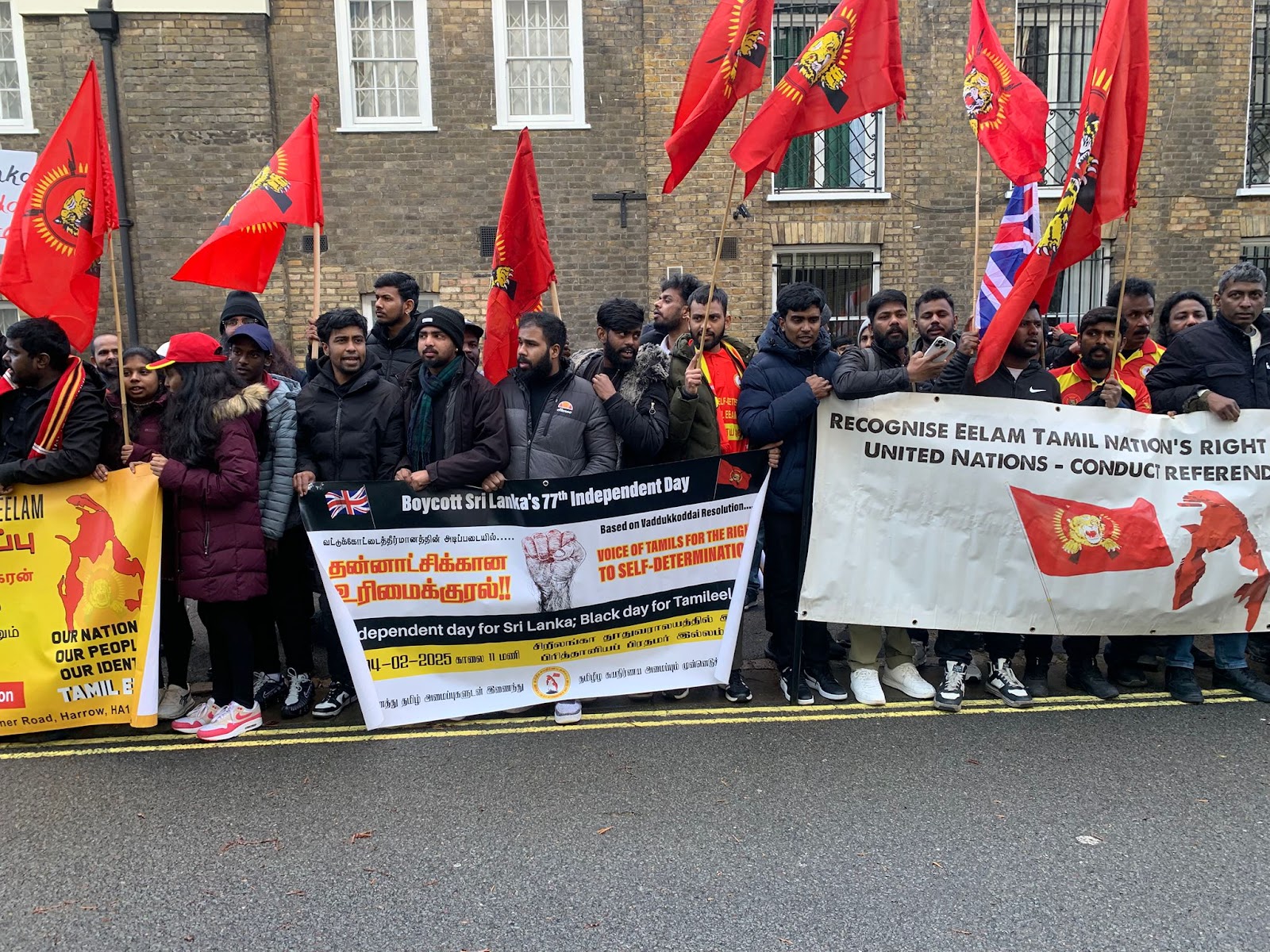 ஈழத்தமிழர்களுக்கு கரிநாள் –  இலங்கையின் சுதந்திர தினத்தில் லண்டனில் மாபெரும் கண்டன ஆர்ப்பாட்டம்