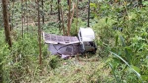 தலவாக்கலை பாமஸ்டன் தோட்டத்தில் தேயிலை கொழுந்துகளை ஏற்றிச் சென்ற லொறி ஒன்று புதன்கிழமை (20) வீதியை