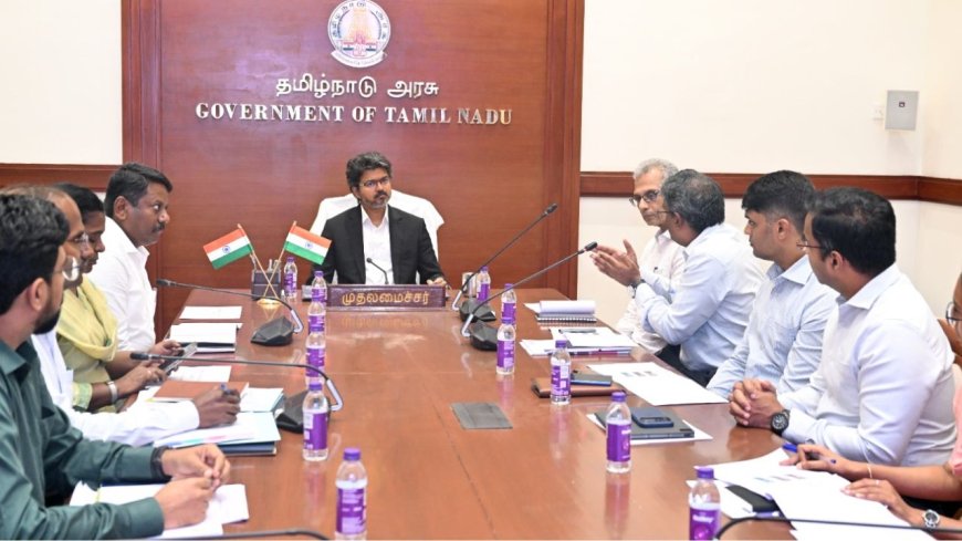 சென்னை தலைமை செயலகத்தில் பரந்தூர் விமான நிலையத் திட்டம் தொடர்பாக முதல்வர் விஜய், அதிகாரிகளுடன் ஆலோசனை