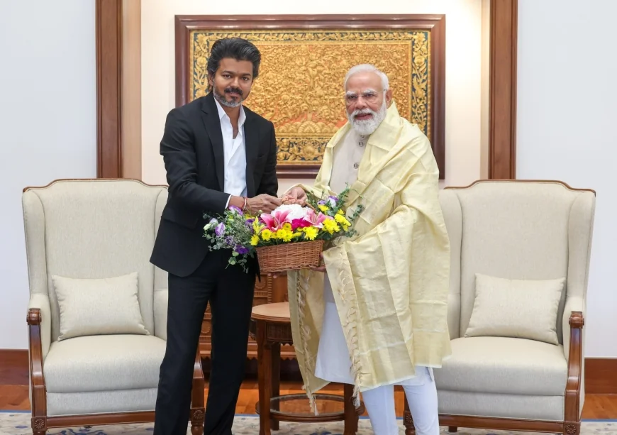 பிரதமர் மோடியைச் சந்தித்த தமிழ்நாடு முதல்-அமைச்சர் விஜய், மேகதாது அணைக்கு அனுமதி அளிக்கக் கூடாது, தமிழ்நாட்டு