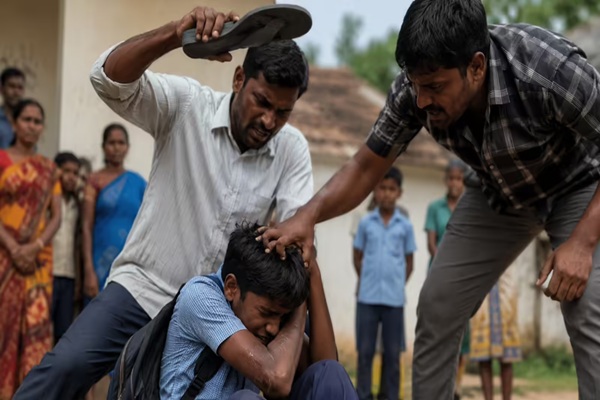 தமிழகத்தில் இருளர் சமூகத்தைச் சேர்ந்த பள்ளி மாணவன் ஒருவன், சக மாணவர்களால் செருப்பால் அடிக்கப்பட்டு அவமானப்படுத