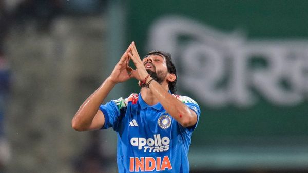 Prince Yadav celebrates his first international wicket against Afghanistan